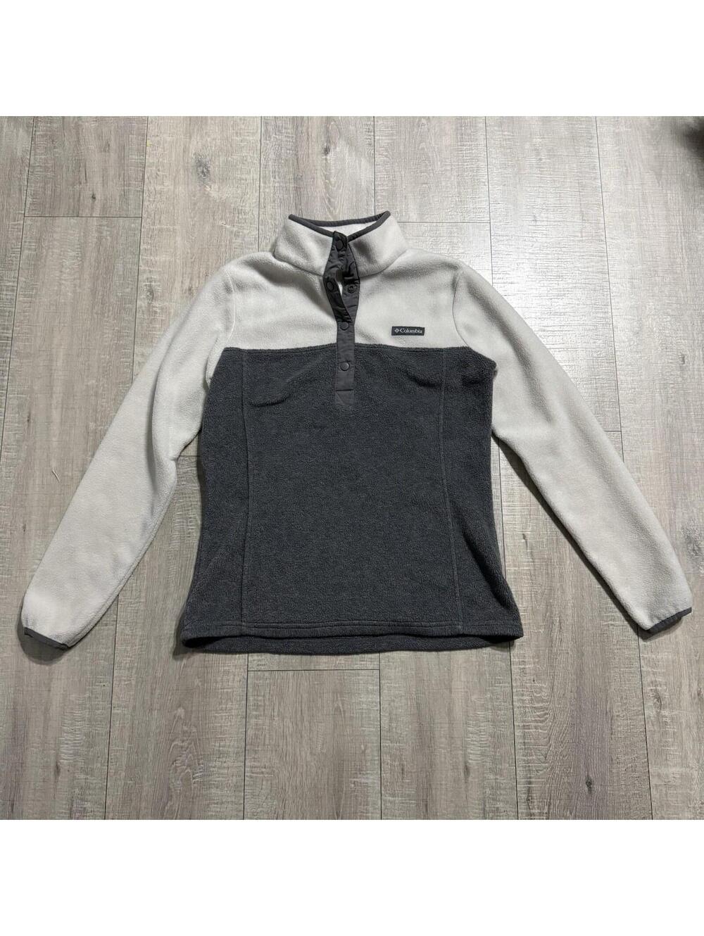 Columbia Benton Springs Half Snap Fleece Pullover Cream Gray EUC Women’s Small - Picture 2 of 7